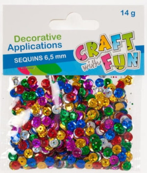 Cekiny metaliczne okrągłe 6,5 mm kolorowe - CRAFT WITH FUN