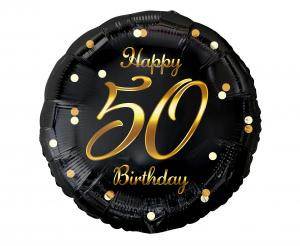 Balon foliowy B&C Happy 50 Birthday, czarny 18" GODAN