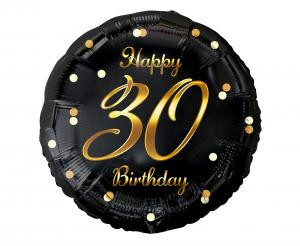 Balon foliowy B&C Happy 30 Birthday, czarny 18 cali GODAN