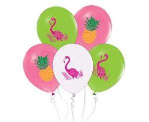 Balony flamingi i ananasy 12", 5szt. GODAN