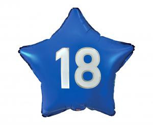 Balon foliowy "18" gwiazda niebieska 19" GODAN