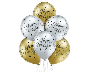 Balony D11 Glossy Happy New Year, 6 szt GODAN