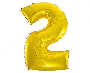Balon Foliowy Cyfra 2 92cm złoty GODAN