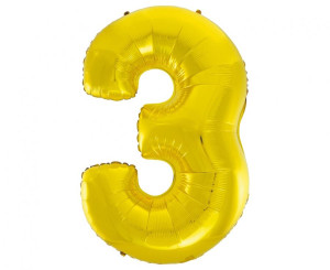 Balon Foliowy Cyfra 3 92cm Złoty GODAN