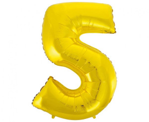 Balon Foliowy Cyfra 5 92cm złota GODAN