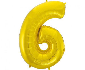 Balon Foliowy Cyfra 6 92cm złoty GODAN
