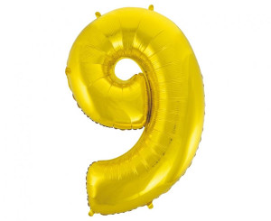 Balon Foliowy Cyfra 9 92cm złoty GODAN