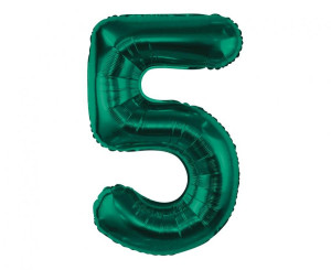Balon Foliowy cyfra 5 butelkowa zieleń 85cm GODAN