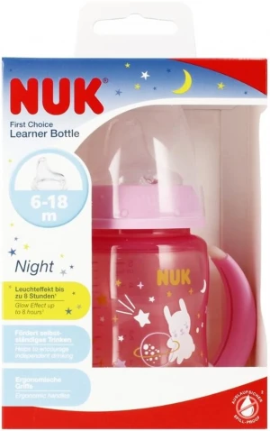 NUK butelka z uchwytem 150ml +6msc różowa