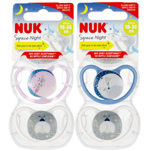 NUK smoczek uspokajający silikonowy 18-36msc SPACE 2szt