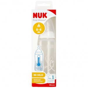 NUK butelka 300ml ze smoczkiem 0-6msc biała