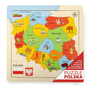 Mapa drewniane Puzzle 25x25 cm - Daffi