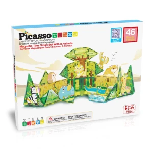 Klocki Magnetyczne Edukacyjne Dla Dzieci Safari z 8 Zwierzętami - Picasso