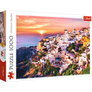 Puzzle 1000 Zachód słońca nad Santorini - TREFL