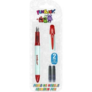 Pióro wieczne czerwone + 2 naboje niebieskie Fun&Joy