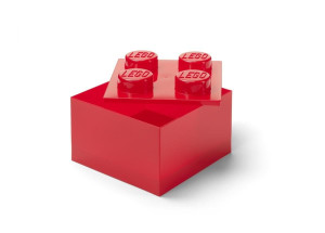 LEGO pojemnik klocek czwórka transparentny czerwony