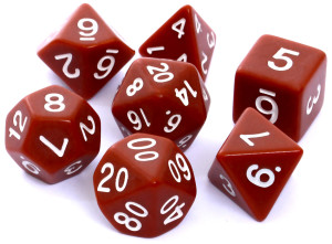 Komplet kości REBEL RPG - matowe - brązowe