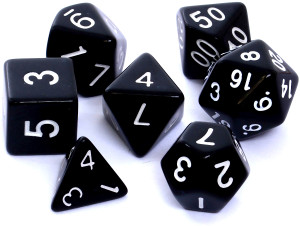 Komplet kości REBEL RPG - matowe - czarne