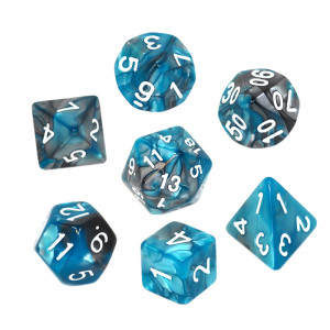 Komplet kości REBEL RPG - dwukolorowe - stalowo-błękitne