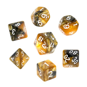 Komplet kości REBEL RPG - dwukolorowe - czarno-złote