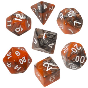Komplet kości REBEL RPG - dwukolorowe - pomarańczowo-szare