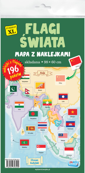 Flagi świata mapa z naklejkami - Jako