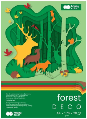 Blok Hobby Deco forest 170 g/m2, A4, 20 ark. - Happy Color