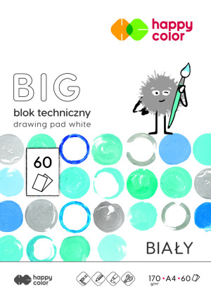 Blok techniczny A4/60k 170 g biały Happy Color