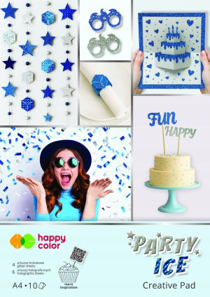 Blok Party Ice A4 10 ark. holograficzny + brokat 75-150 g/m2 Happy Color