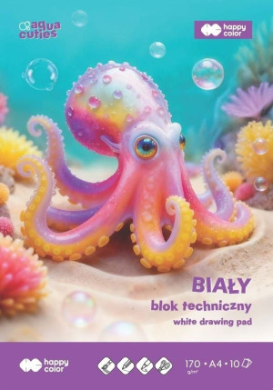 Blok techniczny biały Aqua Cuties 170 g/m2 A4/10k - Happy Color