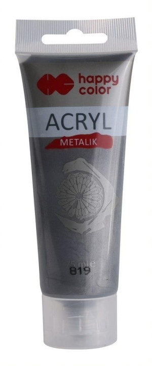 Farba akrylowa metalik 75ml czarne srebro nr 819 - Happy Color