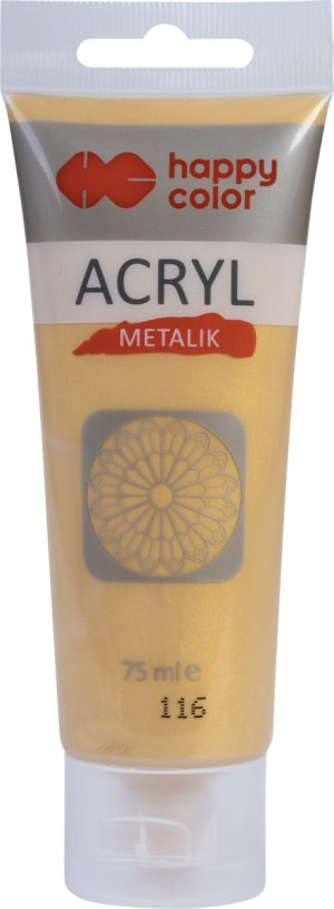 Farba akrylowa metalik 75ml delikatne złoto nr 116 - Happy Color