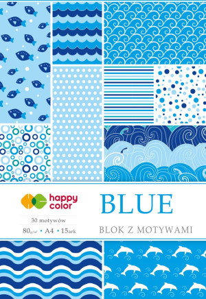 Blok z motywami niebieskimi 30 motywów A4/15K - Happy Color