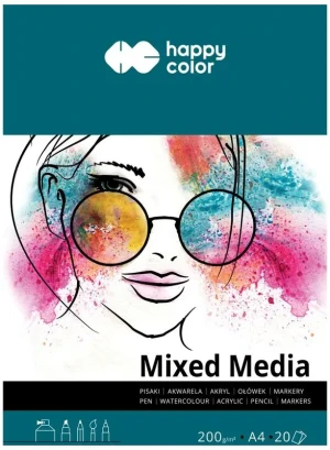 Blok do malowania Mixed Media A4/20k 200G - Happy Color