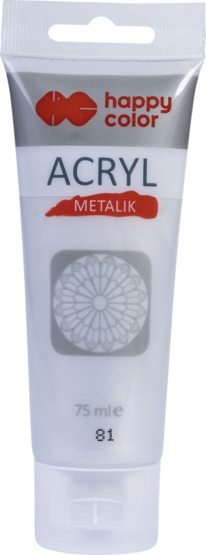 Farba akrylowa metalik 75ml Srebrna nr 81 - Happy Color