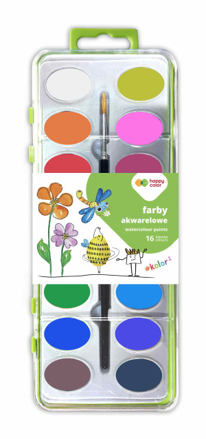 Farby akwarelowe zestaw 16 kolorów - Happy Color