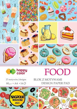 Blok z motywami Food A4/16k 80g 27 motywów - Happy Color