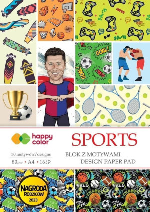 Blok z motywami Sports A4/16 k 80 g 30 motywów Happy Color