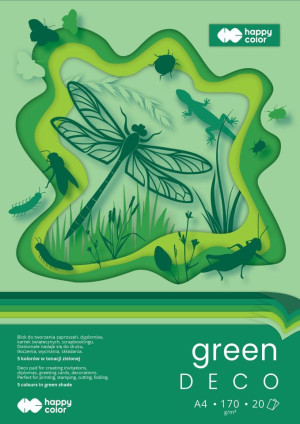 Blok Hobby Deco Green A4/20k 170 g/m2 5 kolorów - Happy Color