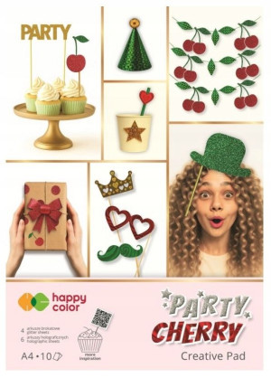 Blok Party Cherry A4 10 ark. holograficzny + brokat 75-150 g/m2 Happy Color