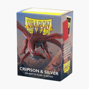 Dragon Shield Dual Matte Sleeves - Crimson & Silver (100 Sleeves)