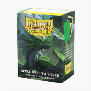 Dragon Shield Dual Matte Sleeves - Apple Green & Silver (100 Sleeves)