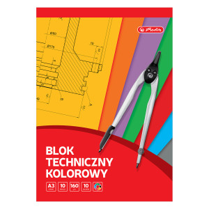 Blok techniczny A3/10K 160g kolorowy Herlitz