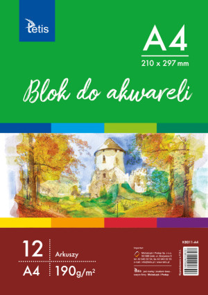 Blok do akwareli A4 12 kartek Tetis