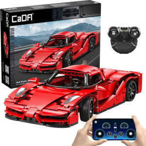 CaDA C51304W Samochód zdalnie sterowany Auto sportowe czerwone 32 cm Red Blade Sport Car Pojazd 405 elementów RC Dual Mode 1:16