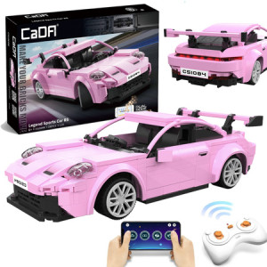 CaDA C51084W Auto Sportowe różowy samochód Wyścigowy Legand Sports Cars RS Wyścigówka 280 elementów RC Dual Mode 1:20