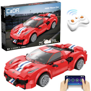 CaDA C51072W Zdalnie sterowane auto 20 cm czerwony samochód 488 Race Car 306 elementów RC Dual Mode 1:20