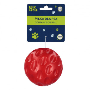 Zabawka dla psa piłka z dźwiękiem czerwona 9 cm - Trik&Roll