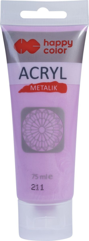 Farba akrylowa różowa metalic 75 ml 211 - HAPPY COLOR