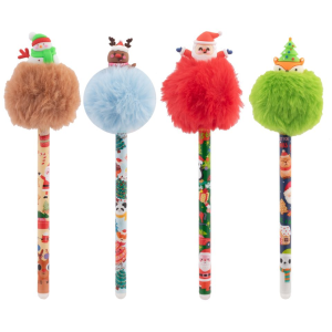 Długopis wymazywalny XMAS pompon niebieski - Happy Color